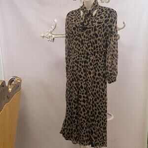BURBERRY LONDON LEOPARD PRINT 100% SILK DRESS SIZE‎ 6